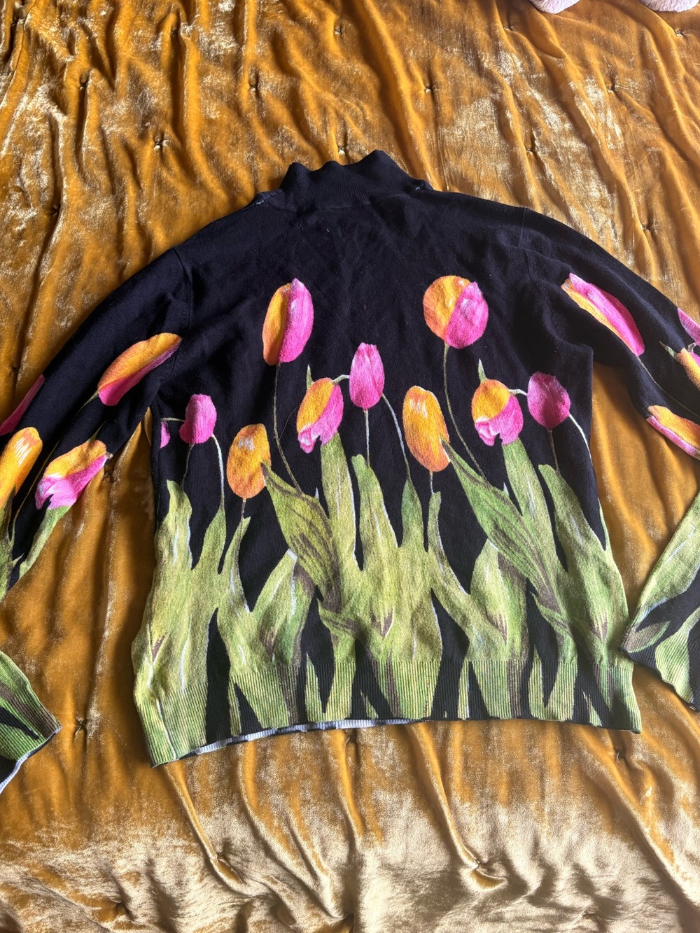 Cache Black Bodycon Tulip Turtleneck Sweater - Picture 2 of 3